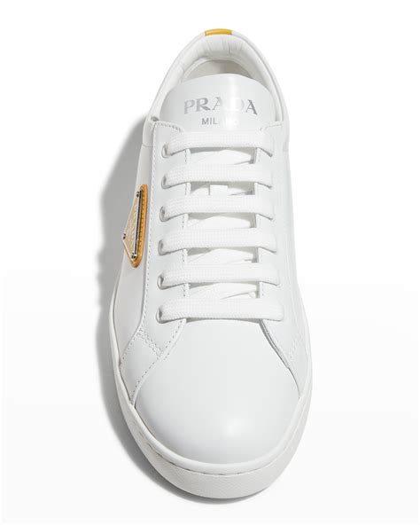 prada lane bicolor logo sneakers|Ivory Lane Leather Sneakers .